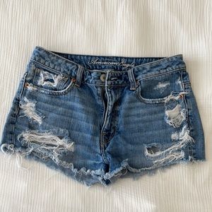 american eagle high waisted denim cut off shorts